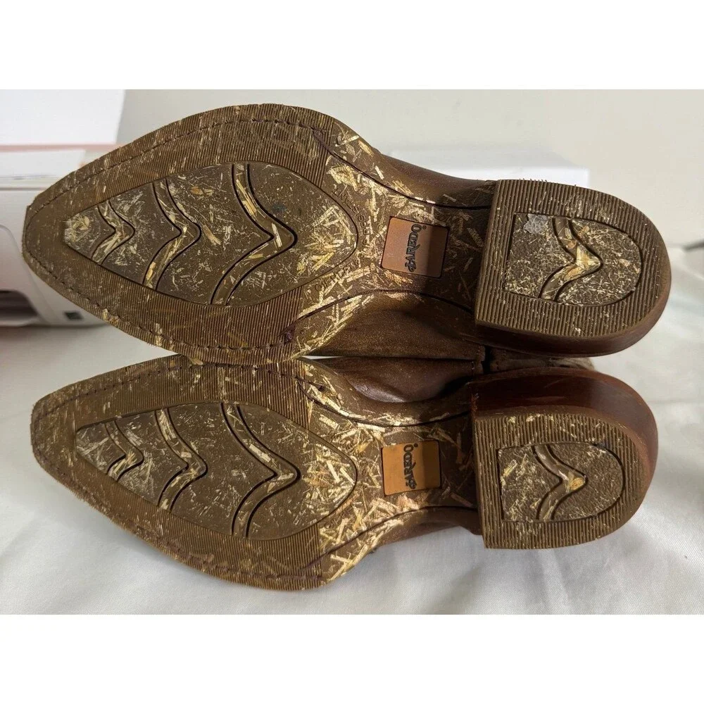 Laredo Porter Men's Tan Leather Western Boots Snip Toe Size 10D